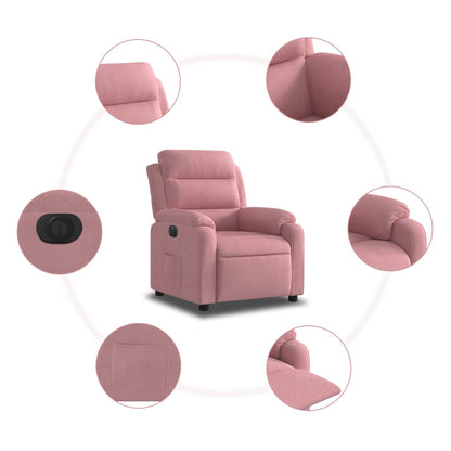 Fauteuil elektrisch fluweel roze