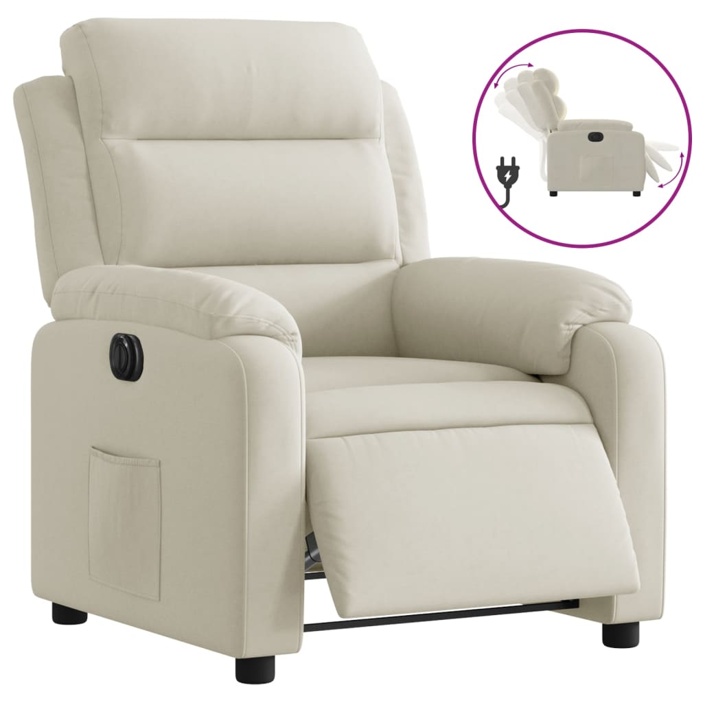 Fauteuil verstelbaar elektrisch stof crèmekleurig