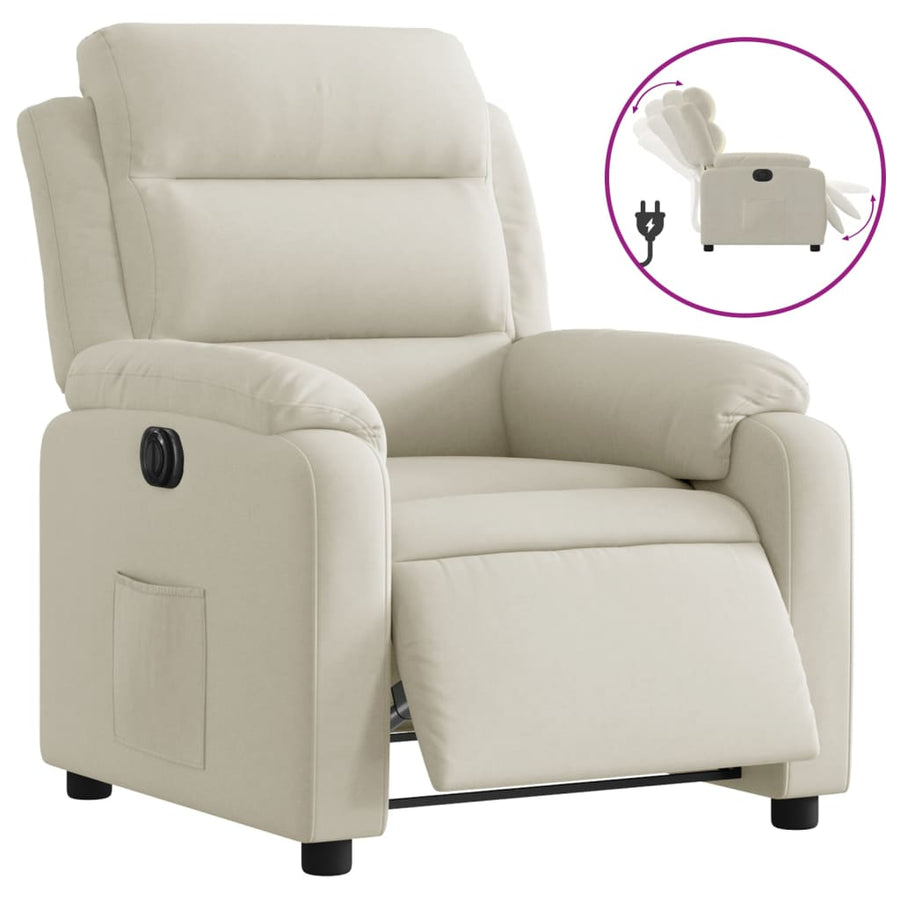 Fauteuil verstelbaar elektrisch stof crèmekleurig