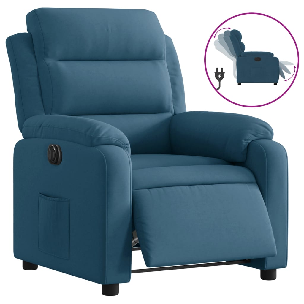 Fauteuil Fluweel Blauw Nee Elektrisch verstelbaar