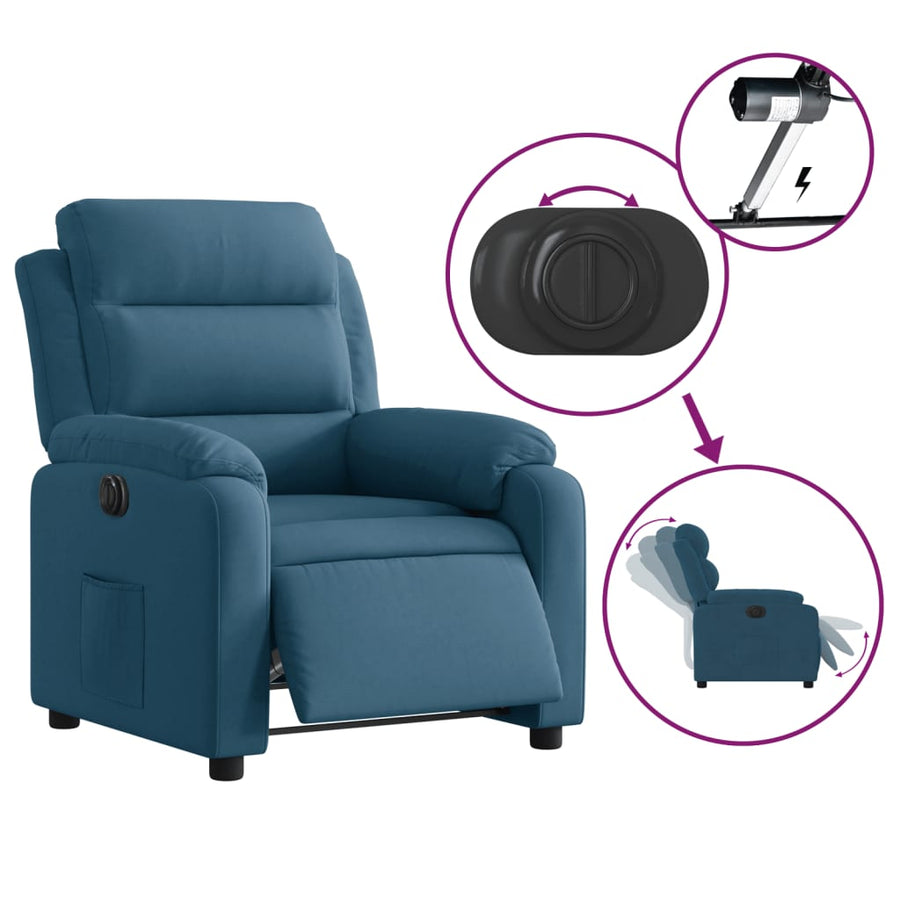 Fauteuil Fluweel Blauw Nee Elektrisch verstelbaar