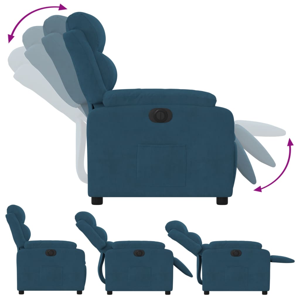 Fauteuil Fluweel Blauw Nee Elektrisch verstelbaar
