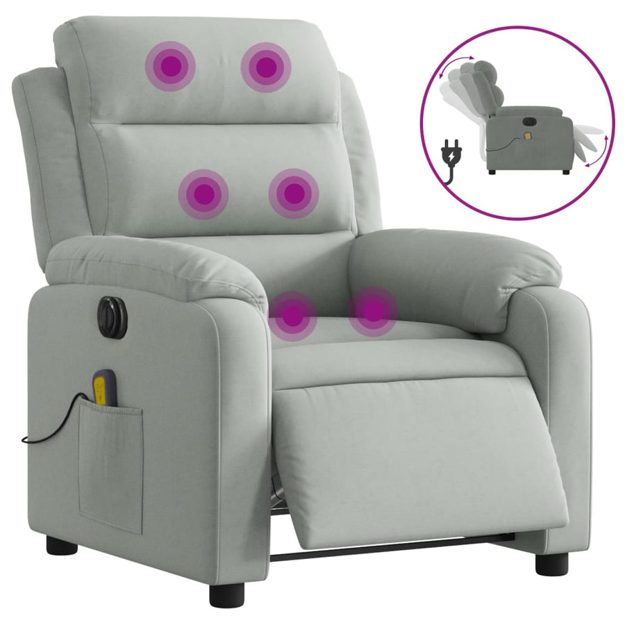 Massagestoel Fluweel Lichtgrijs Ja Elektrisch verstelbaar