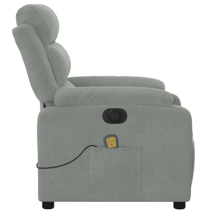 Massagestoel Fluweel Lichtgrijs Ja Elektrisch verstelbaar