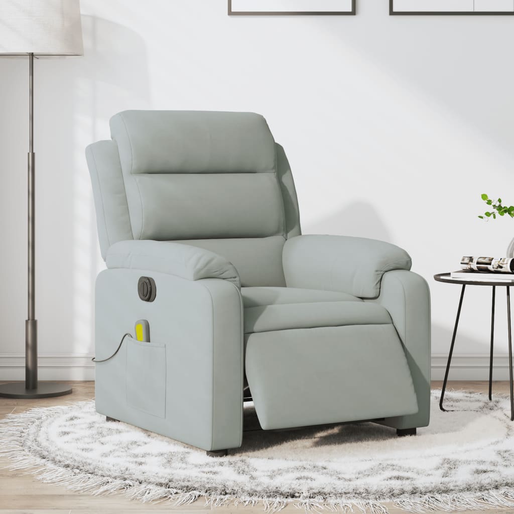 Massagestoel Fluweel Lichtgrijs Ja Elektrisch verstelbaar