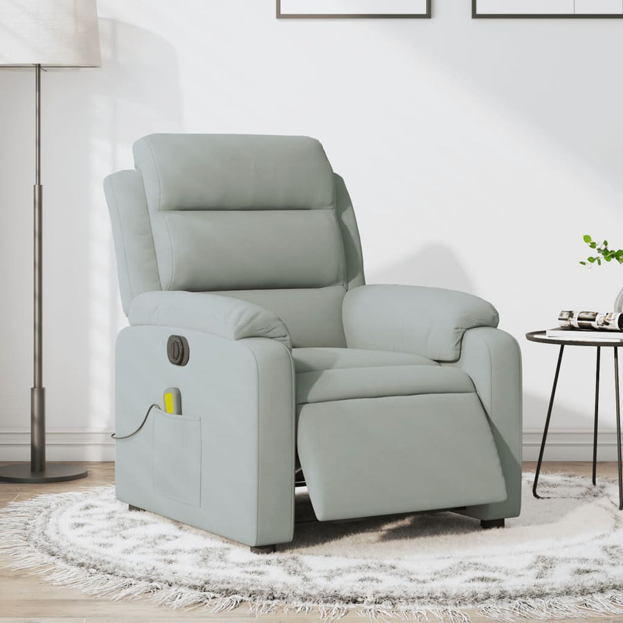 Massagestoel Fluweel Lichtgrijs Ja Elektrisch verstelbaar