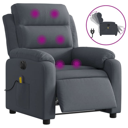 Massagestoel Fluweel Donkergrijs Ja Elektrisch verstelbaar