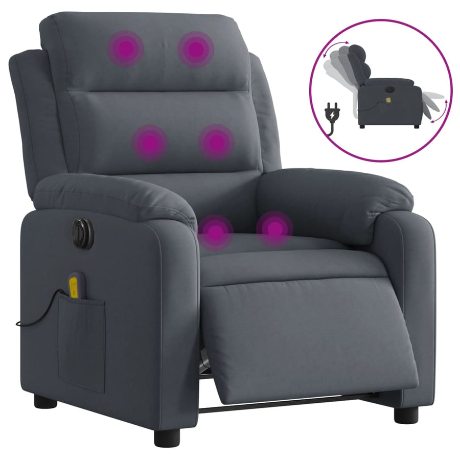 Massagestoel Fluweel Donkergrijs Ja Elektrisch verstelbaar