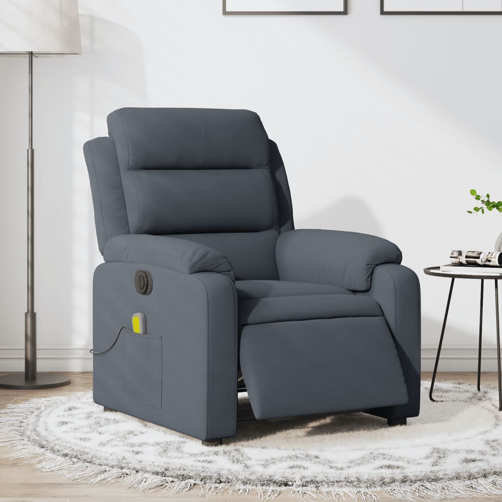 Massagestoel Fluweel Donkergrijs Ja Elektrisch verstelbaar
