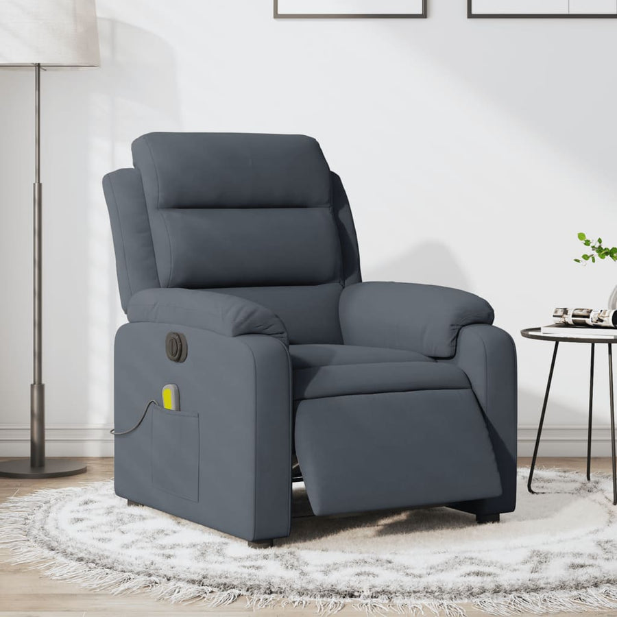 Massagestoel Fluweel Donkergrijs Ja Elektrisch verstelbaar