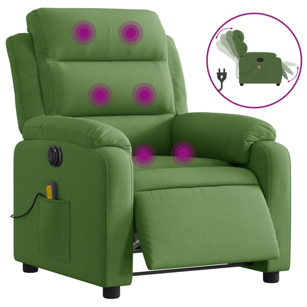Massagestoel elektrisch verstelbaar fluweel lichtgroen