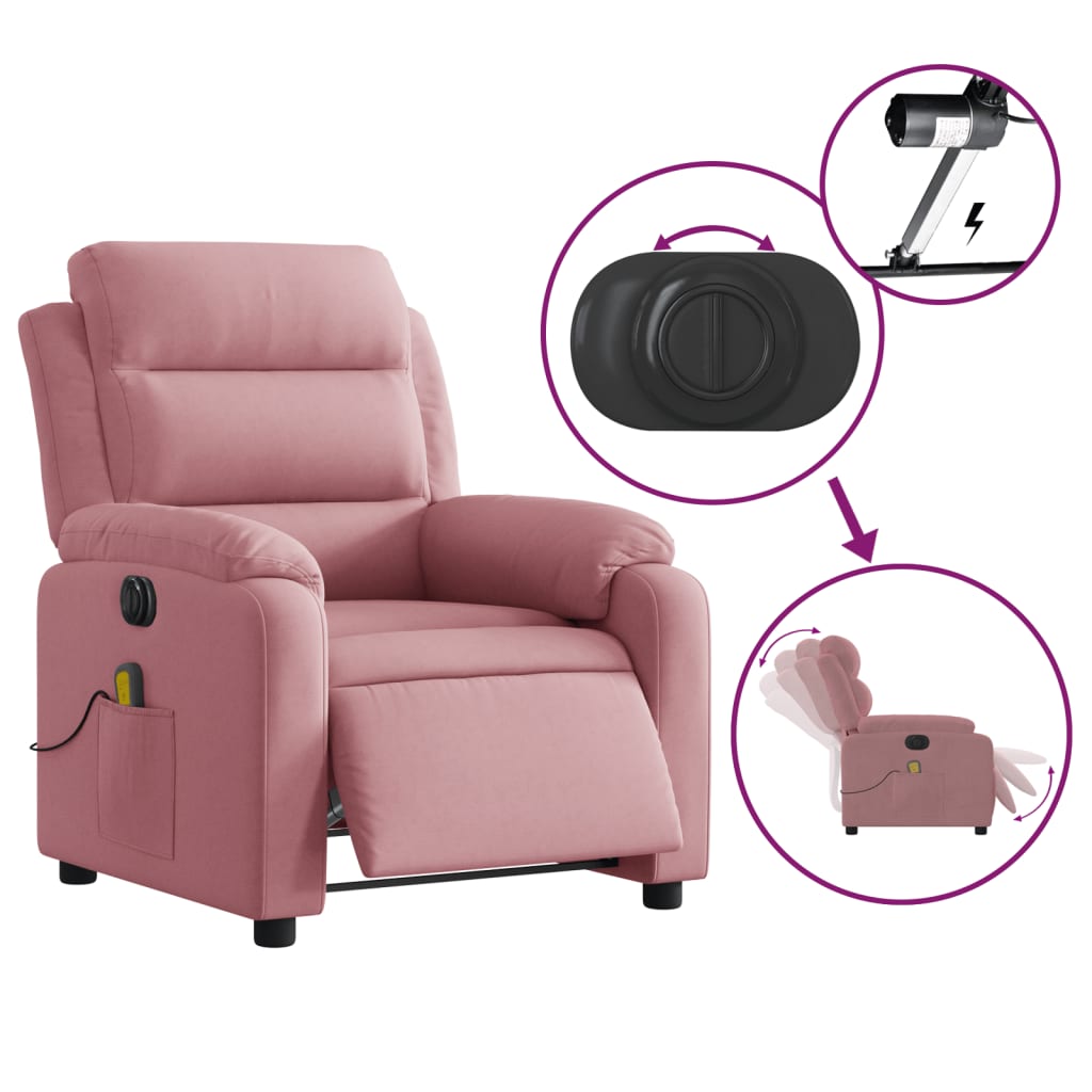 Massagestoel elektrisch verstelbaar fluweel roze