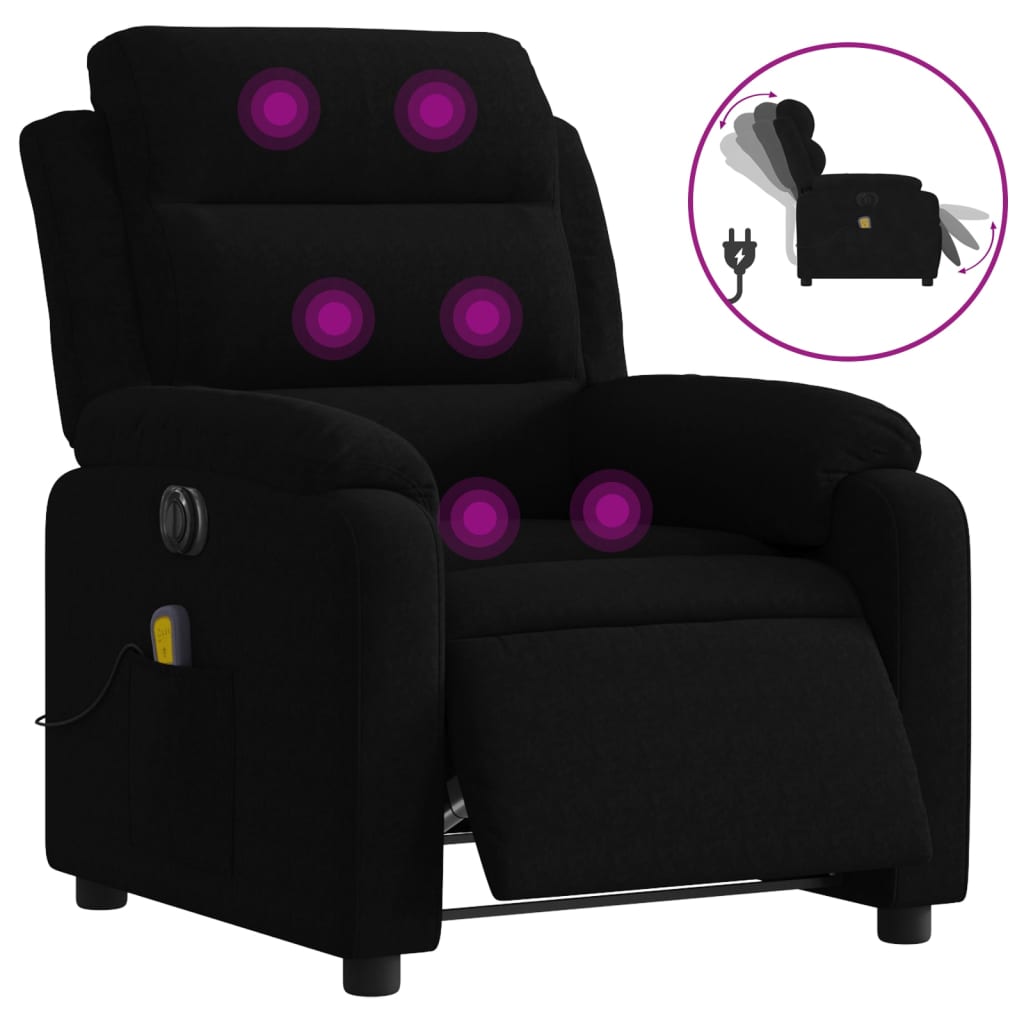 Massagestoel Fluweel Zwart Ja Elektrisch verstelbaar