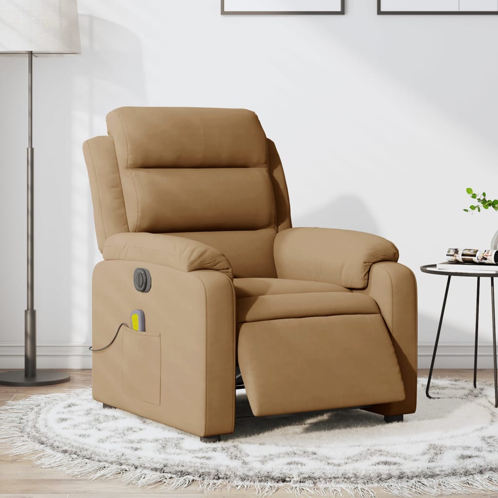 Massagestoel elektrisch verstelbaar fluweel bruin