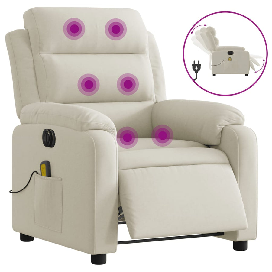 Massagestoel elektrisch verstelbaar fluweel crèmekleurig