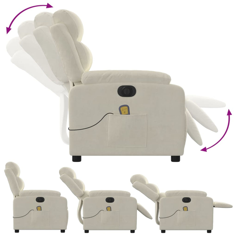 Massagestoel elektrisch verstelbaar fluweel crèmekleurig