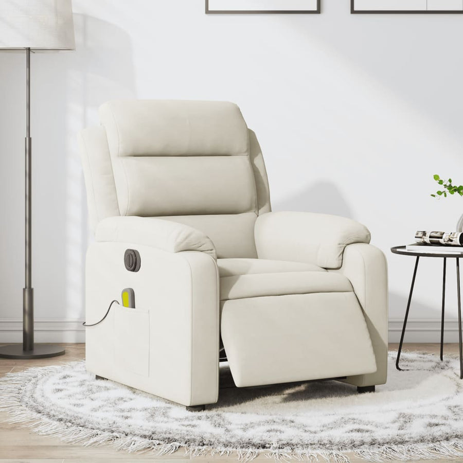 Massagestoel elektrisch verstelbaar fluweel crèmekleurig