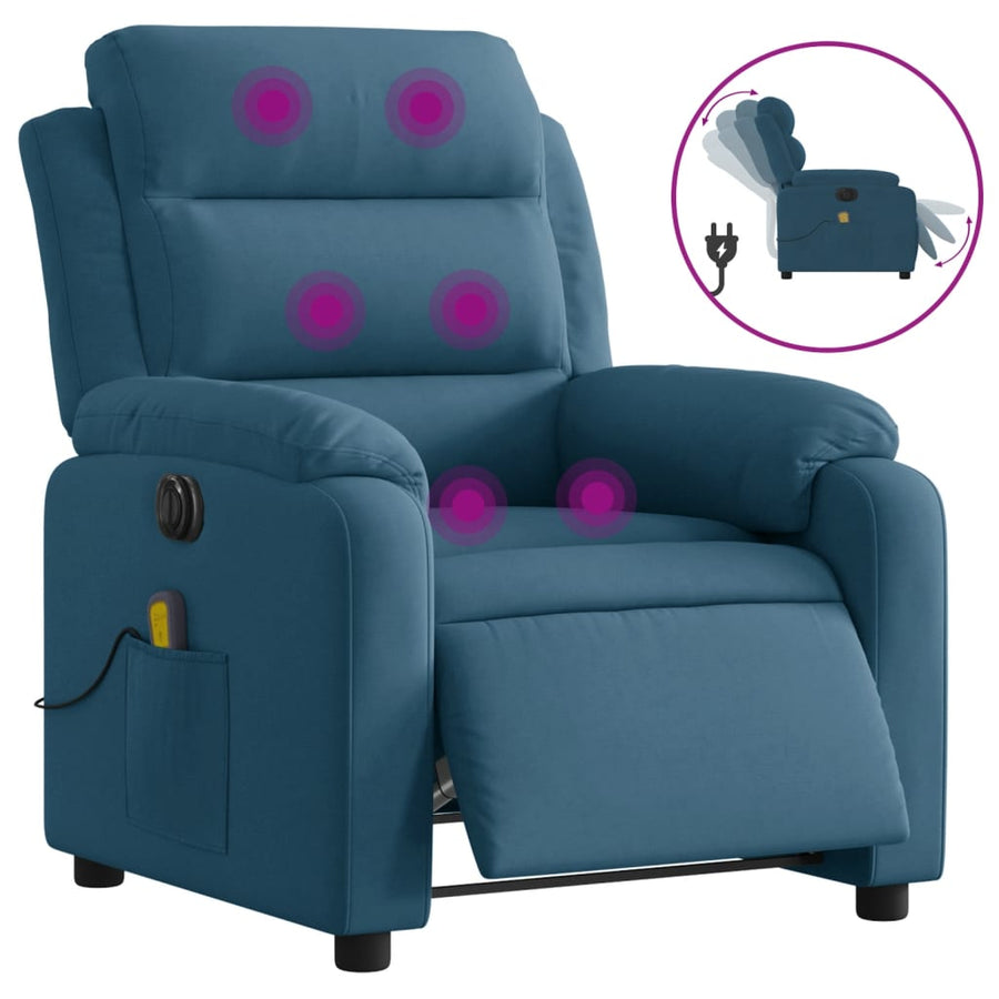 Massagestoel Fluweel Blauw Ja Elektrisch verstelbaar