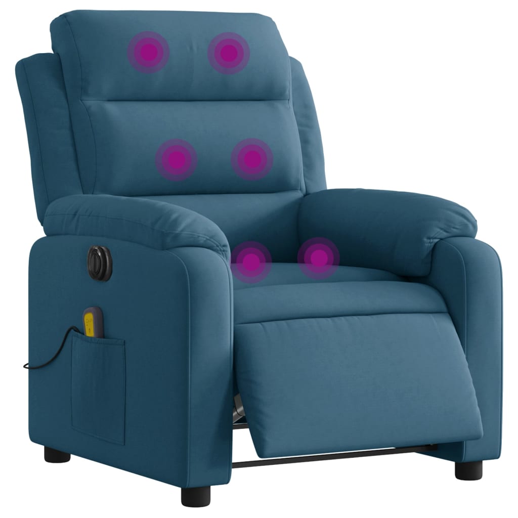 Massagestoel Fluweel Blauw Ja Elektrisch verstelbaar