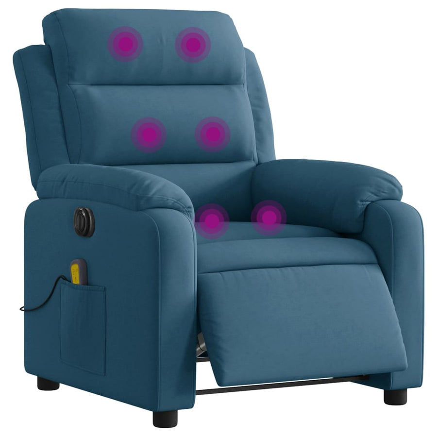 Massagestoel Fluweel Blauw Ja Elektrisch verstelbaar