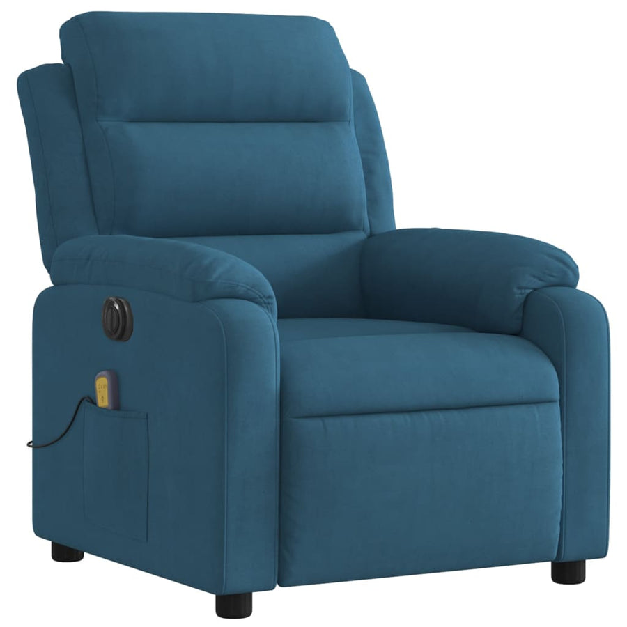 Massagestoel Fluweel Blauw Ja Elektrisch verstelbaar