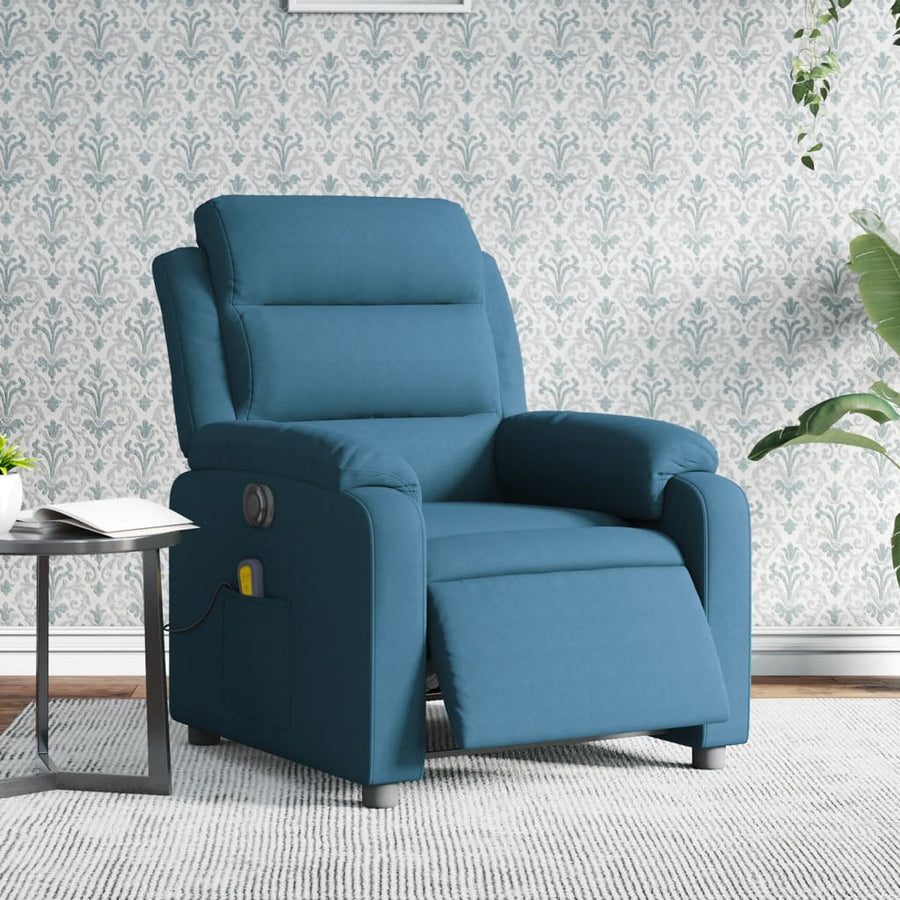 Massagestoel Fluweel Blauw Ja Elektrisch verstelbaar
