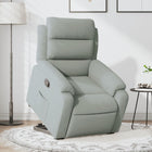 Adjustable velvet rise-and-recline armchair light grey