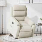 Electric reclining armchair velvet cream-colored