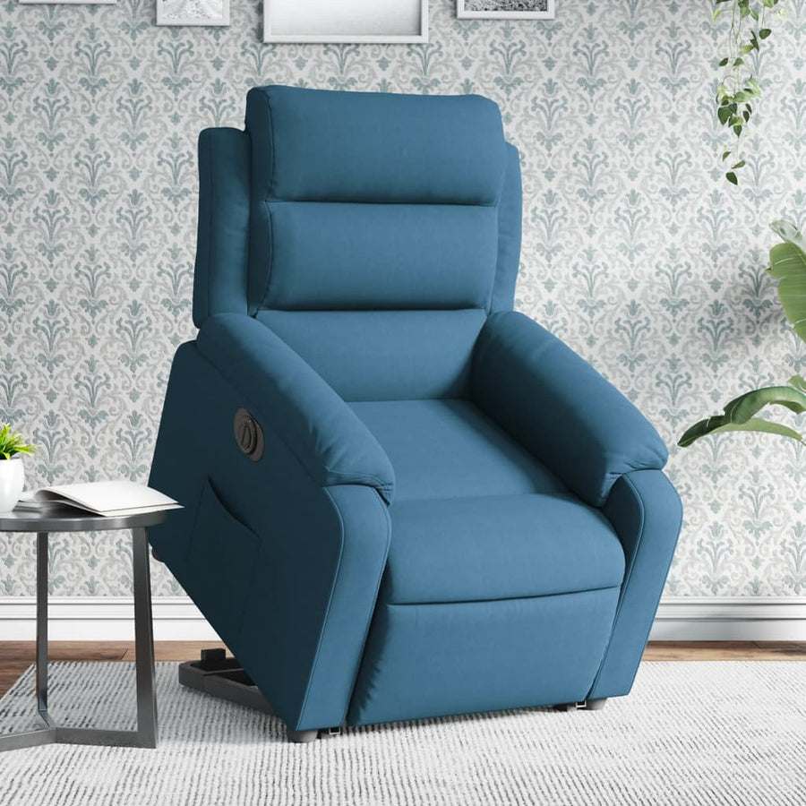 Sta-Op-Stoel Fluweel Blauw Nee Elektrisch verstelbaar