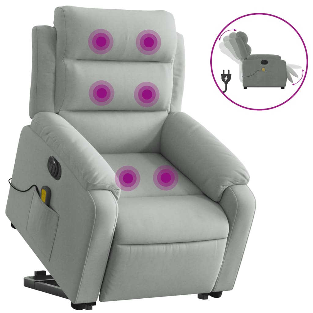 Sta-Op-Massagestoel Fluweel Lichtgrijs Ja Elektrisch verstelbaar