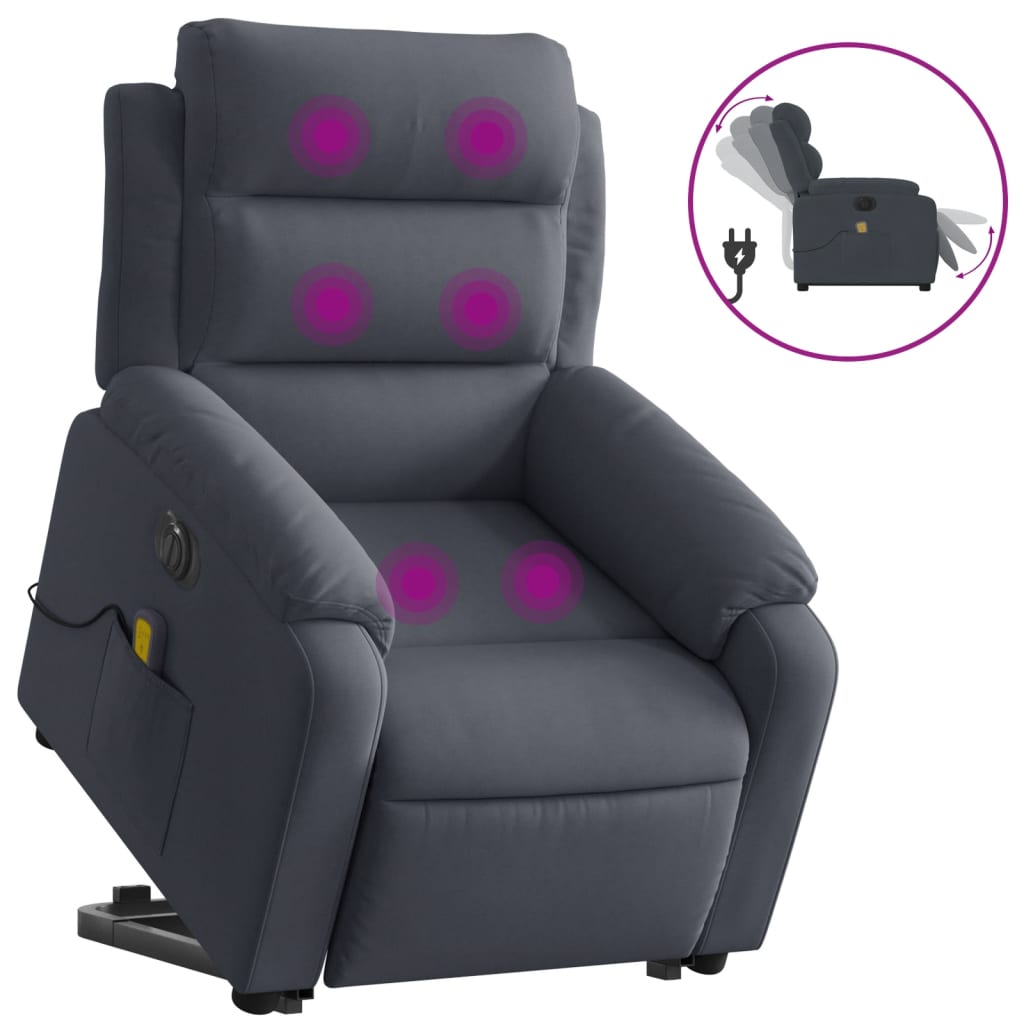 Sta-Op-Massagestoel Fluweel Donkergrijs Ja Elektrisch verstelbaar