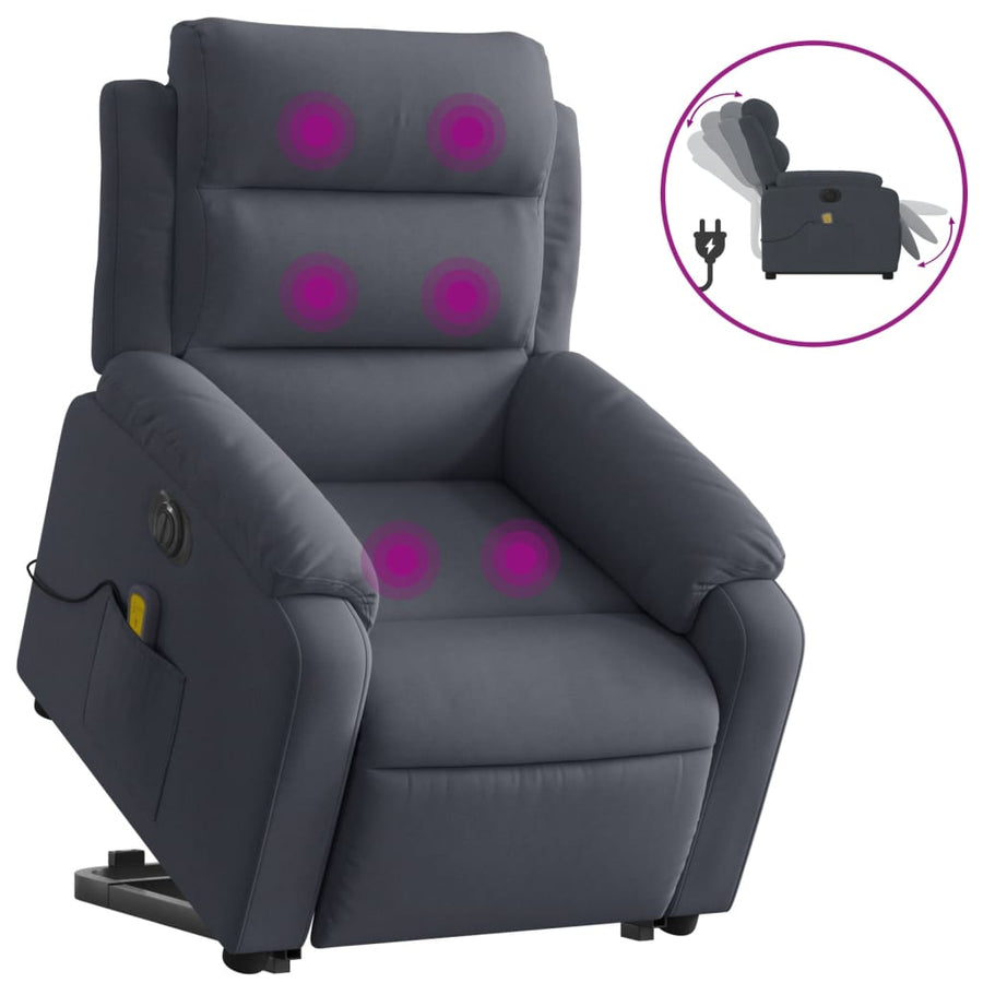 Sta-Op-Massagestoel Fluweel Donkergrijs Ja Elektrisch verstelbaar