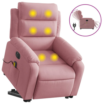Sta-op-massagestoel elektrisch verstelbaar fluweel roze