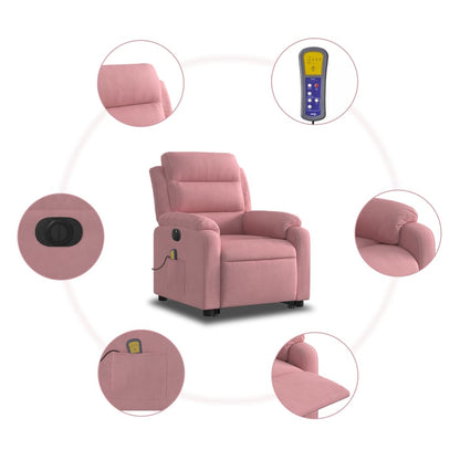 Sta-op-massagestoel elektrisch verstelbaar fluweel roze