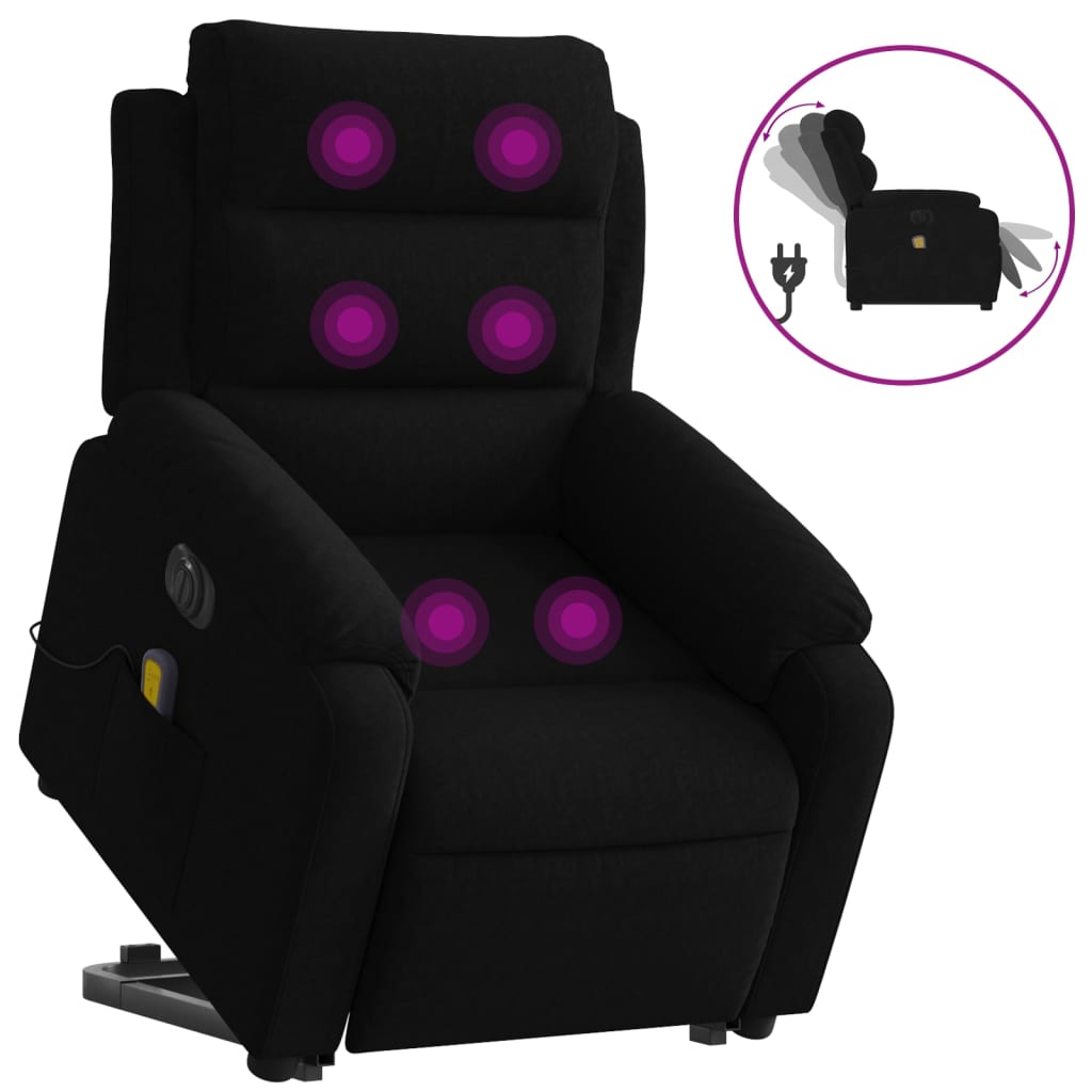 Sta-Op-Massagestoel Fluweel Zwart Ja Elektrisch verstelbaar