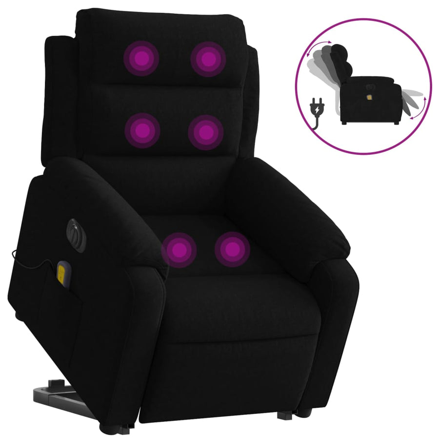 Sta-Op-Massagestoel Fluweel Zwart Ja Elektrisch verstelbaar