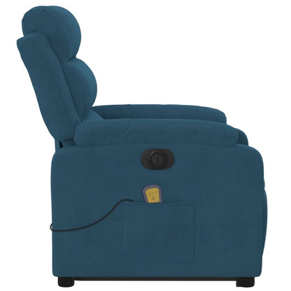 Sta-Op-Massagestoel Fluweel Blauw Ja Elektrisch verstelbaar