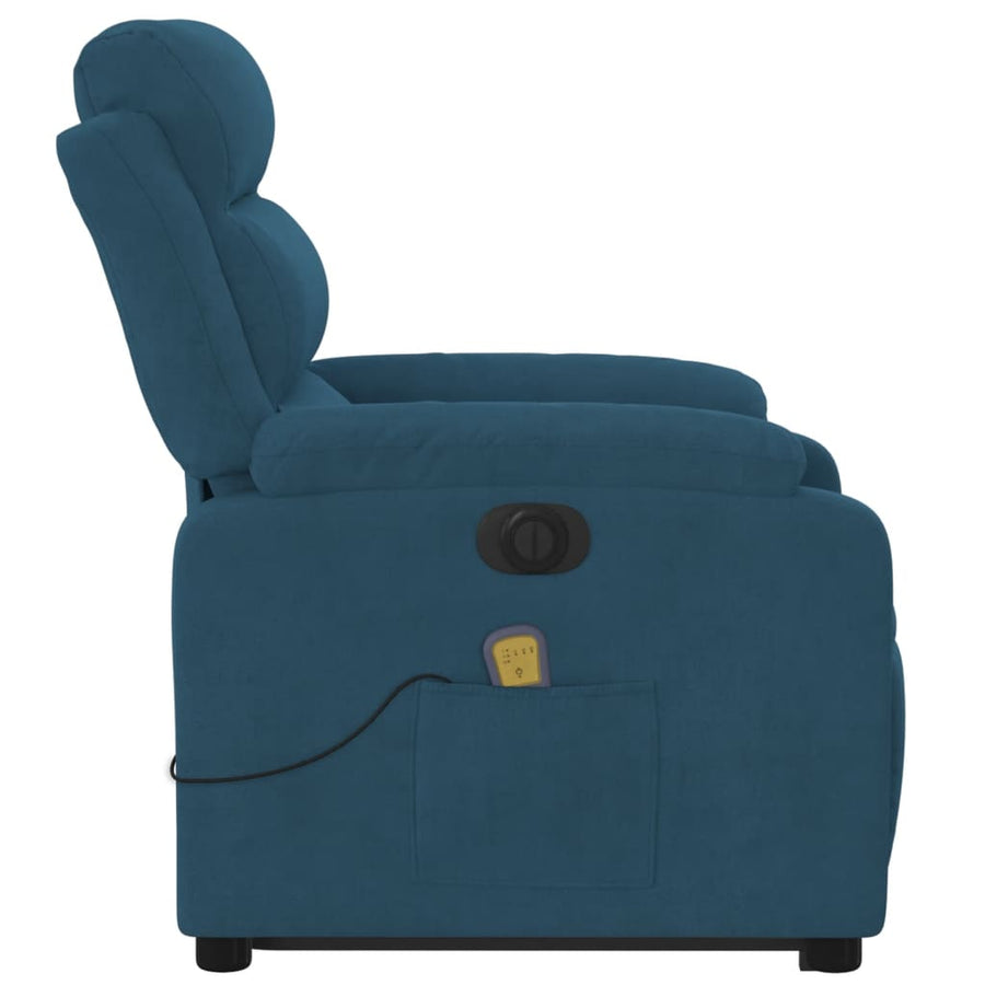 Sta-Op-Massagestoel Fluweel Blauw Ja Elektrisch verstelbaar