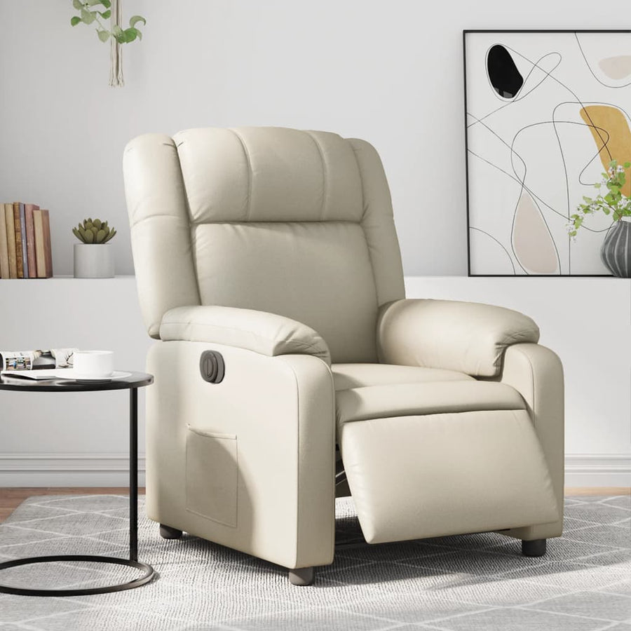 Fauteuil elektrisch verstelbaar kunstleer crèmekleurig Nee Elektrisch verstelbaar