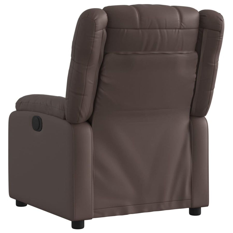Fauteuil verstelbaar elektrisch kunstleer bruin