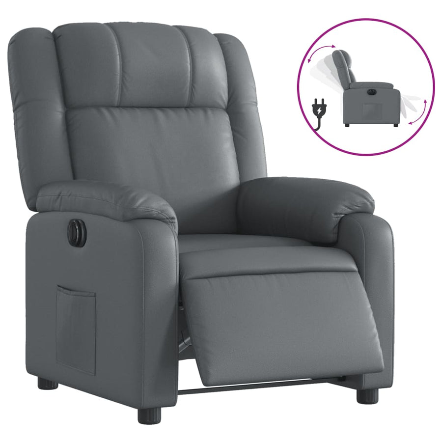 Fauteuil verstelbaar elektrisch kunstleer grijs
