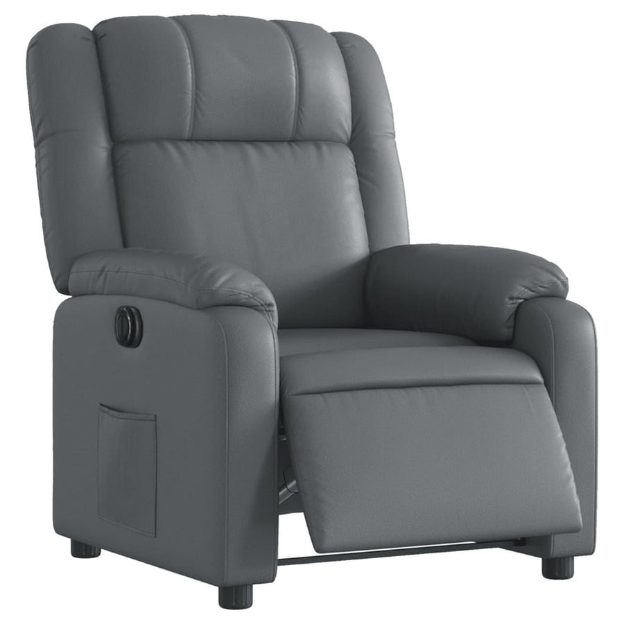 Fauteuil verstelbaar elektrisch kunstleer grijs