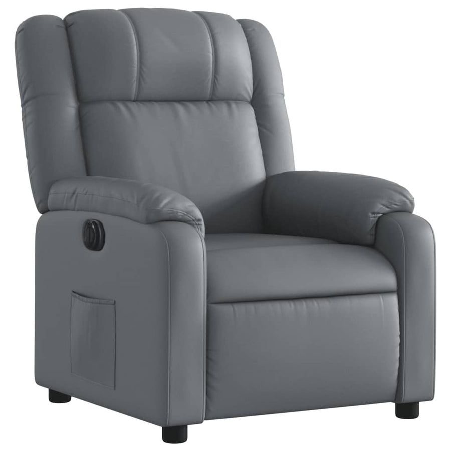 Fauteuil verstelbaar elektrisch kunstleer grijs