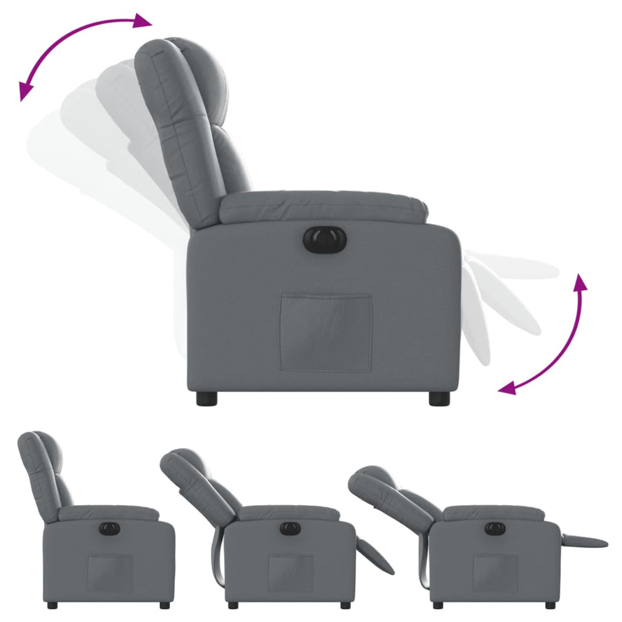 Fauteuil verstelbaar elektrisch kunstleer grijs