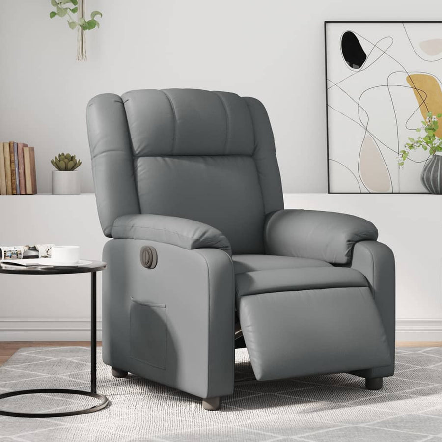 Fauteuil verstelbaar elektrisch kunstleer grijs