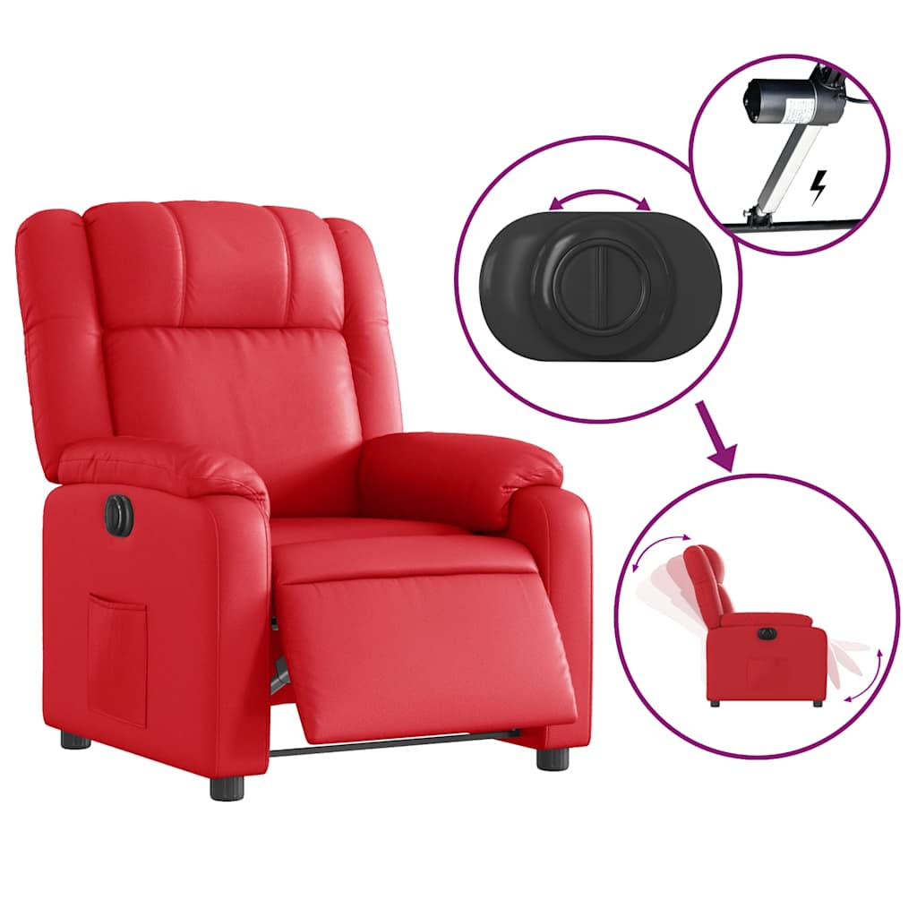 Fauteuil verstelbaar elektrisch kunstleer rood