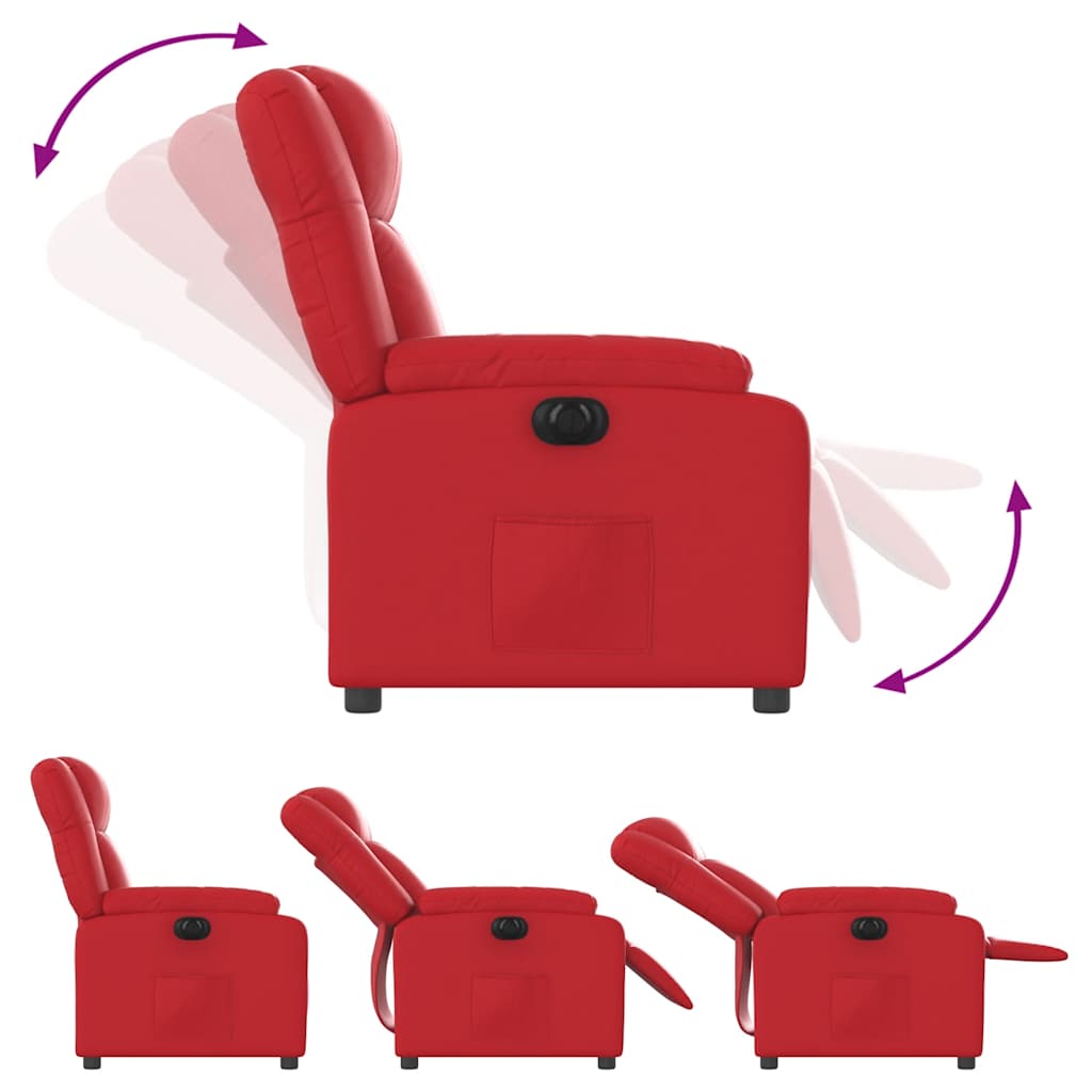 Fauteuil verstelbaar elektrisch kunstleer rood