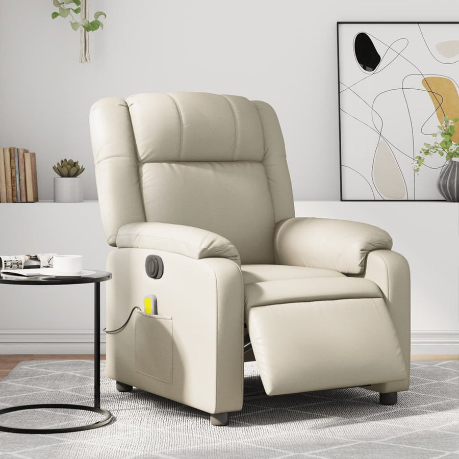 Massagestoel Verstelbaar Elektrisch Kunstleer Kleurig Crème Ja Elektrisch verstelbaar
