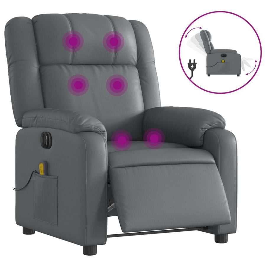 Massagestoel Verstelbaar Elektrisch Kunstleer Grijs Ja Elektrisch verstelbaar