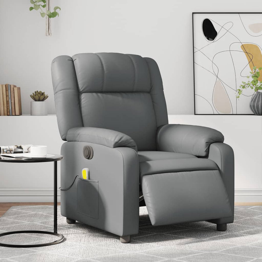 Massagestoel Verstelbaar Elektrisch Kunstleer Grijs Ja Elektrisch verstelbaar